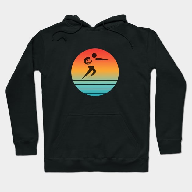 Rugby player in retro sunset Hoodie by Prints of England Art